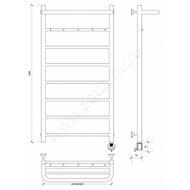 Полотенцесушитель электрический Secado Триада 1 4603777448936 размеры