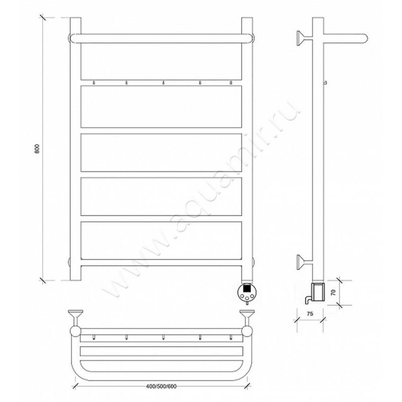 Полотенцесушитель электрический Secado Триада 1 4603777448882 размеры