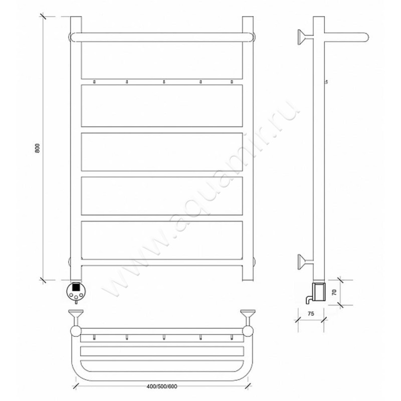 Полотенцесушитель электрический Secado Триада 1 4603759409665 размеры