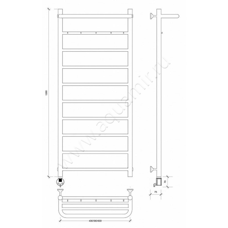 Полотенцесушитель электрический Secado Триада 1 4603777448967 размеры