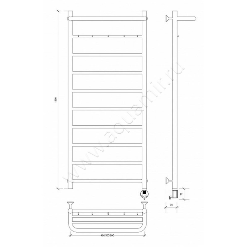 Полотенцесушитель электрический Secado Триада 1 4603777448967 размеры