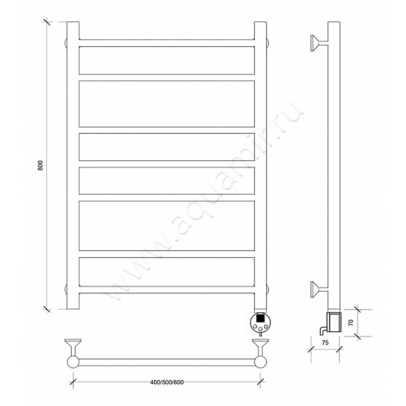 Полотенцесушитель электрический Secado Триада 2 4603777449032 размеры