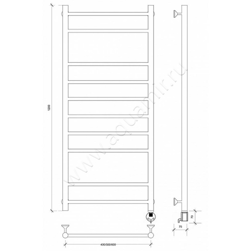Полотенцесушитель электрический Secado Триада 2 4603777449117 размеры