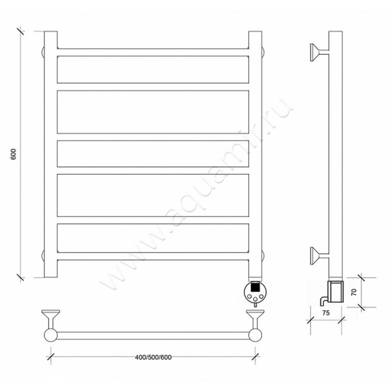 Полотенцесушитель электрический Secado Триада 2 4603777449025 размеры