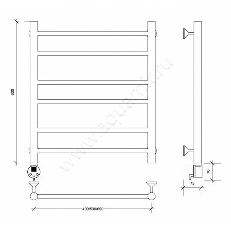 Полотенцесушитель электрический Secado Триада 2 4603777449025 размеры