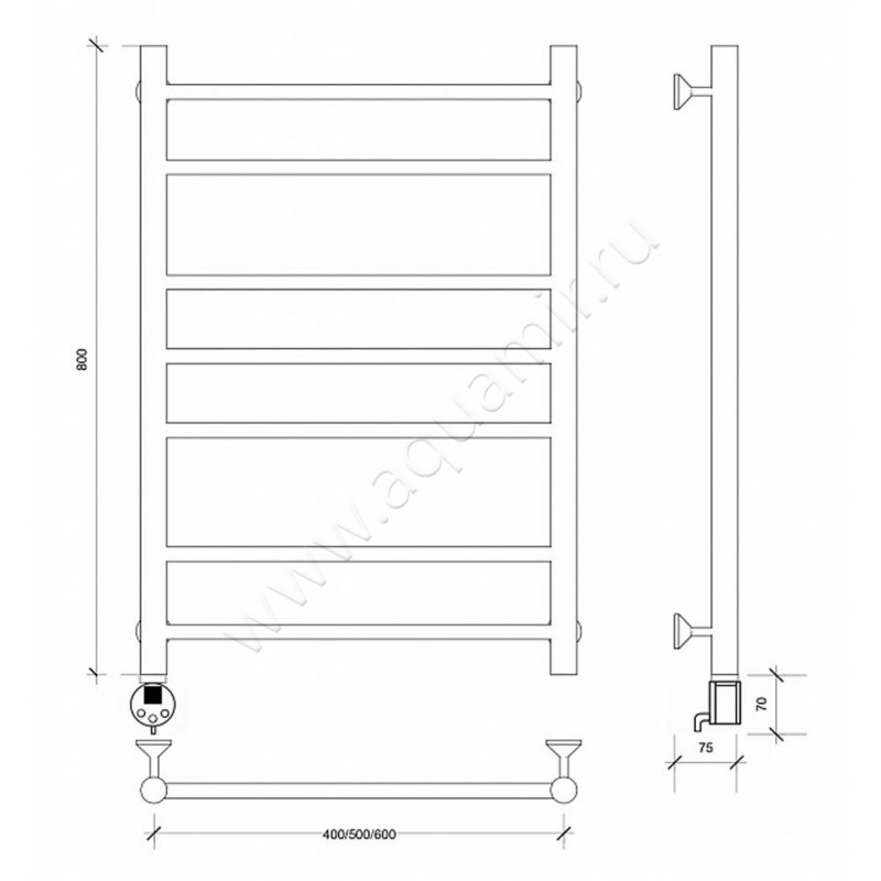 Полотенцесушитель электрический Secado Триада 2 4603777449063 размеры