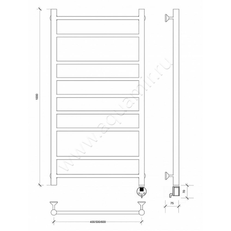 Полотенцесушитель электрический Secado Триада 2 4603777449100 размеры