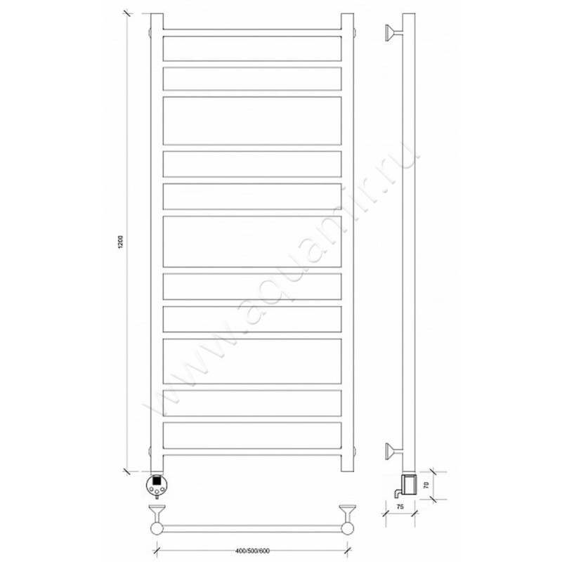 Полотенцесушитель электрический Secado Триада 3 4603759407111 размеры