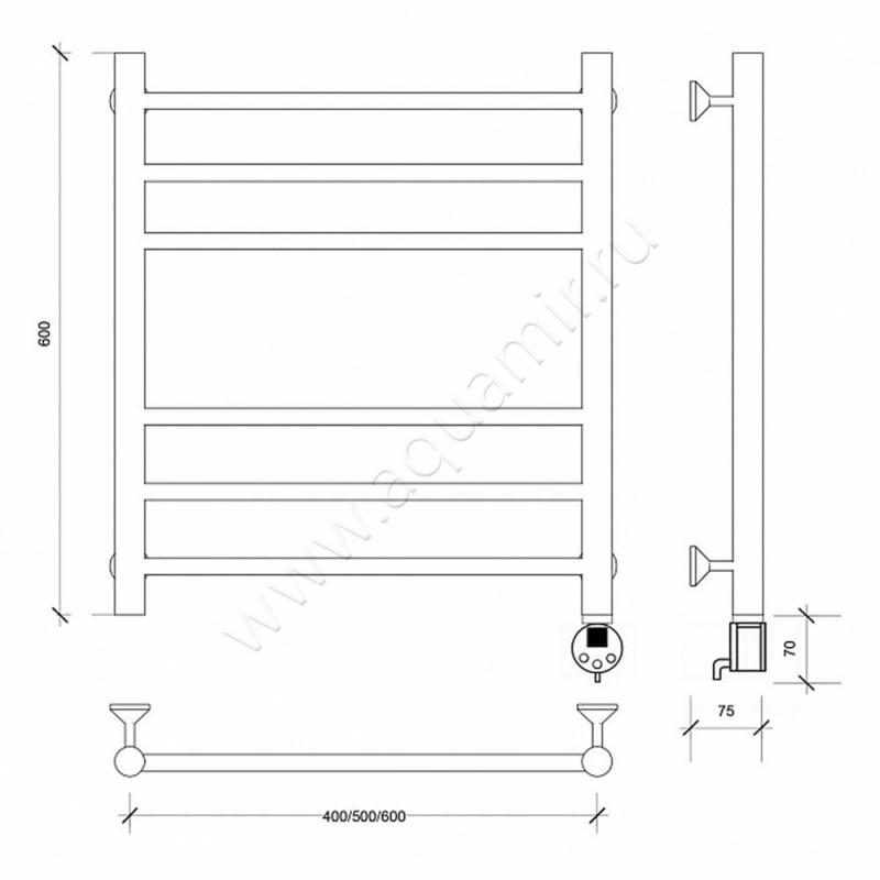 Полотенцесушитель электрический Secado Триада 3 4603777449186 размеры