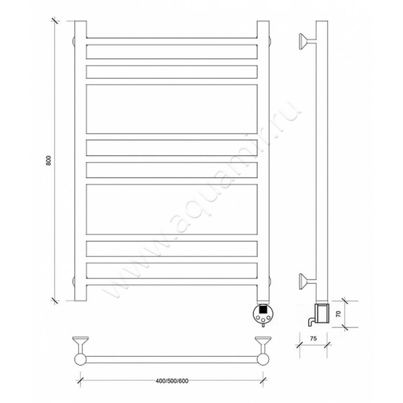 Полотенцесушитель электрический Secado Триада 3 4603777449209 размеры
