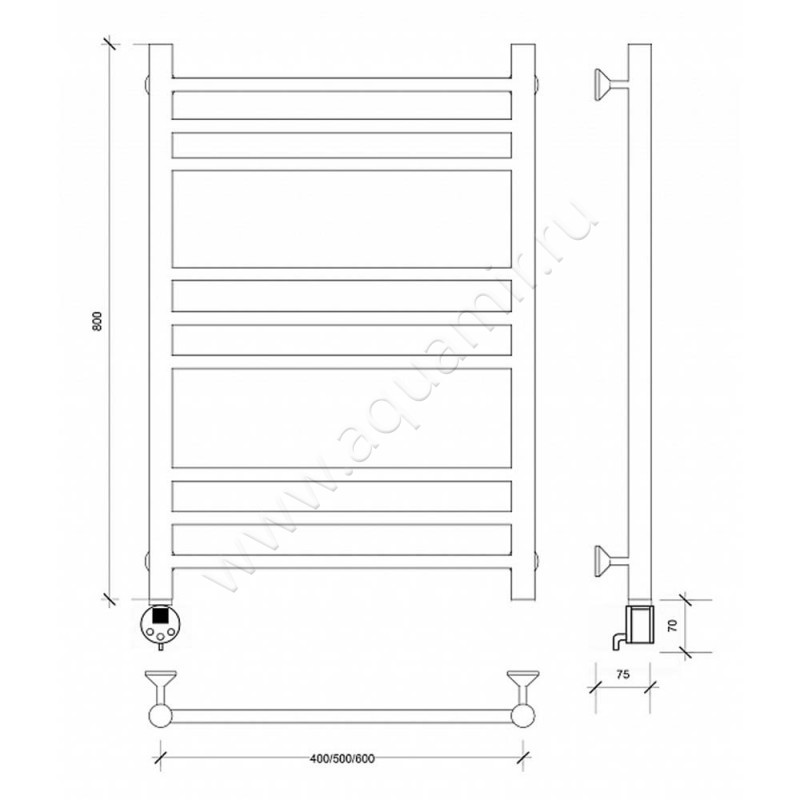 Полотенцесушитель электрический Secado Триада 3 4603777449209 размеры