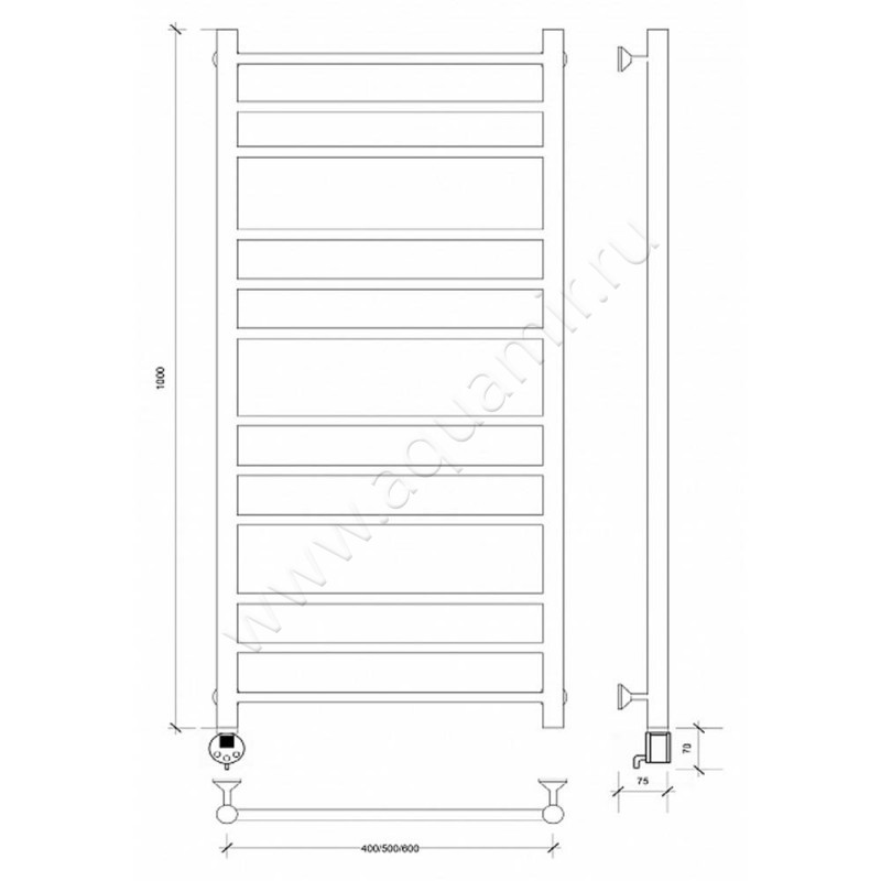 Полотенцесушитель электрический Secado Триада 3 4603777449247 размеры