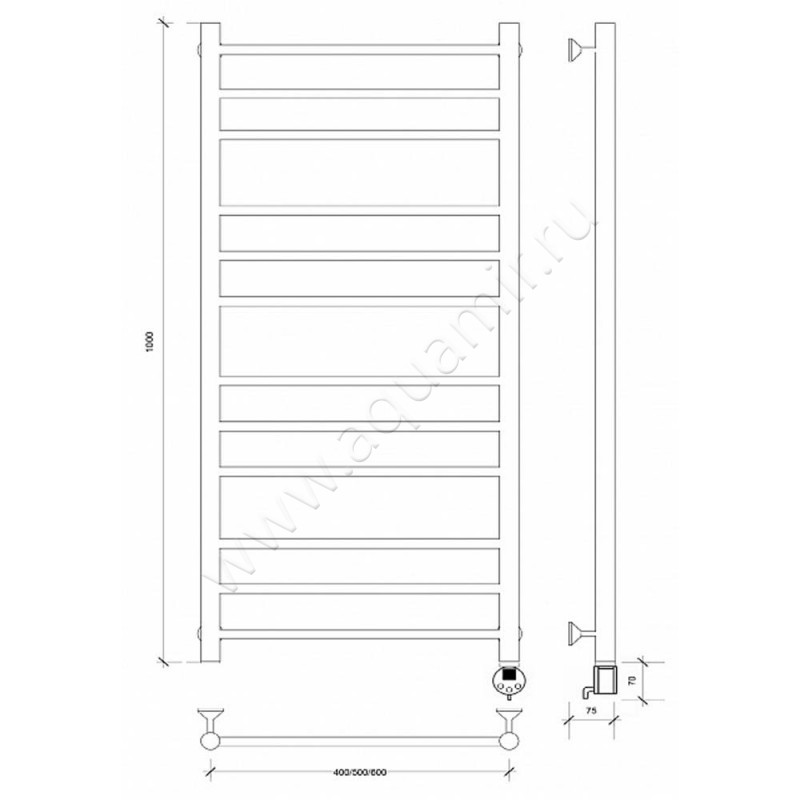 Полотенцесушитель электрический Secado Триада 3 4603759409757 размеры