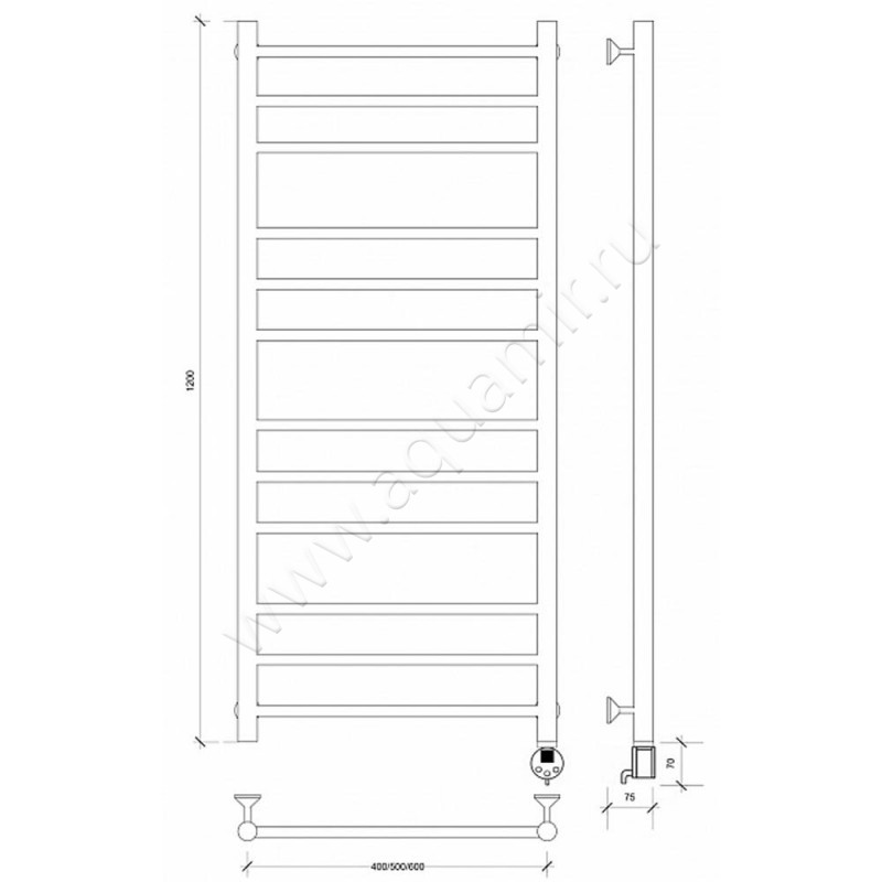 Полотенцесушитель электрический Secado Триада 3 4603777449308 размеры
