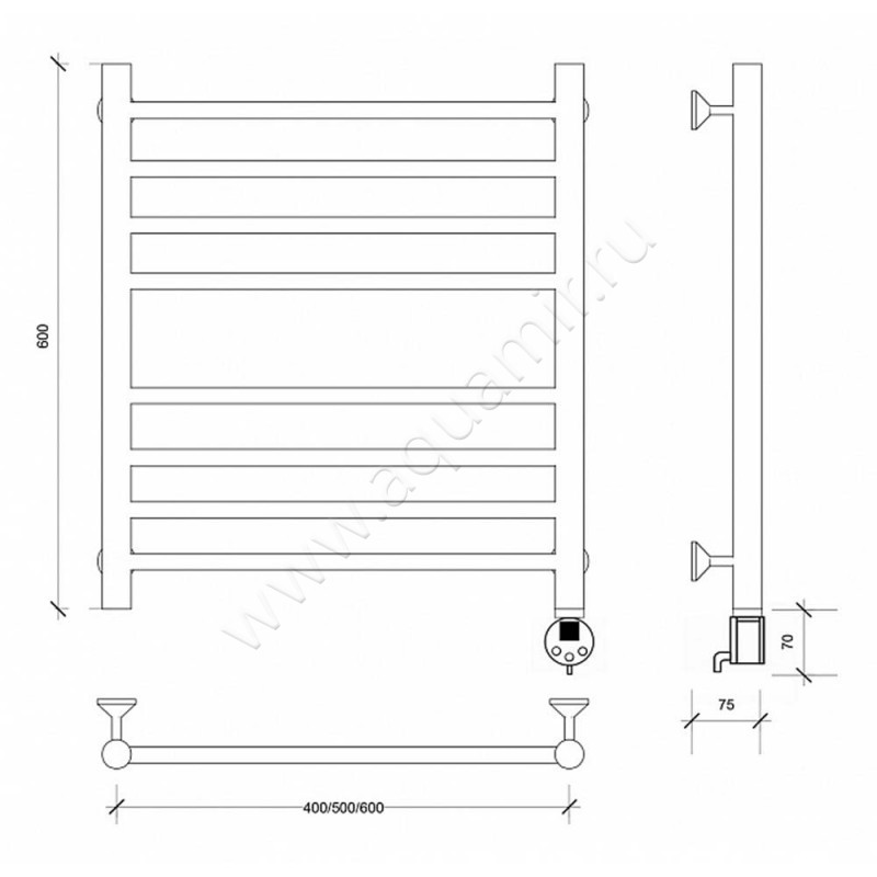 Полотенцесушитель электрический Secado Триада 4 4603759407135 размеры