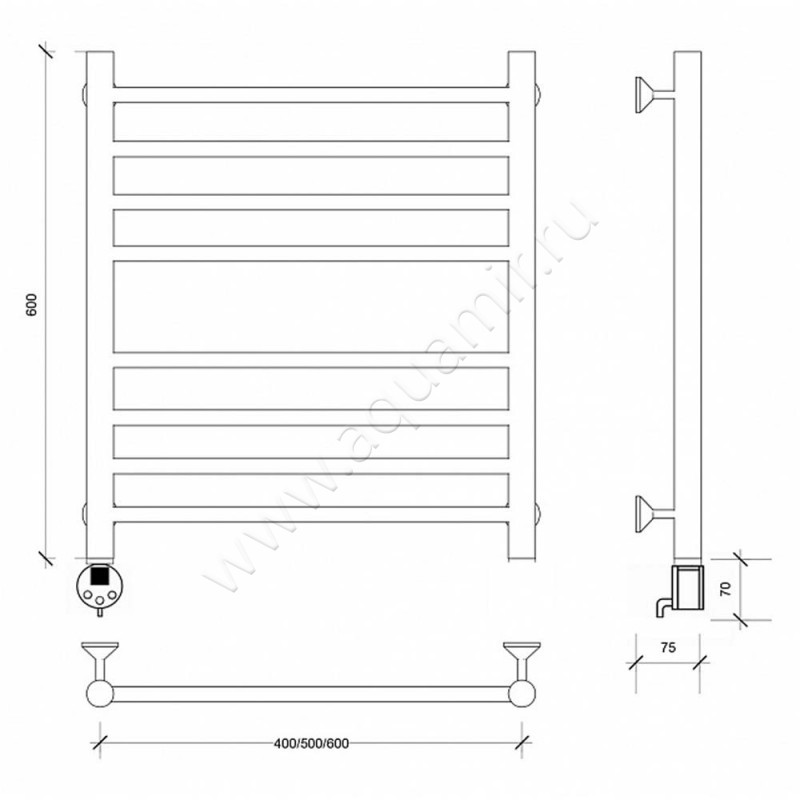 Полотенцесушитель электрический Secado Триада 4 4603759407135 размеры
