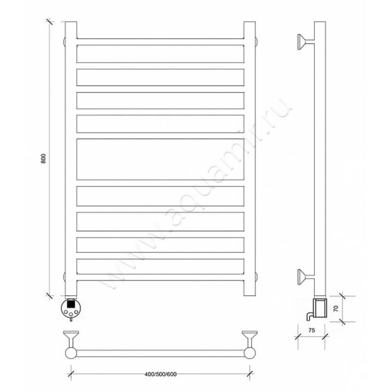 Полотенцесушитель электрический Secado Триада 4 4603759403939 размеры