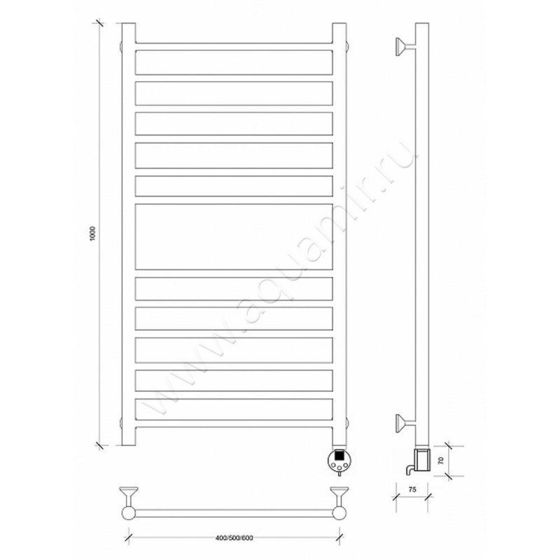 Полотенцесушитель электрический Secado Триада 4 4603777449407 размеры
