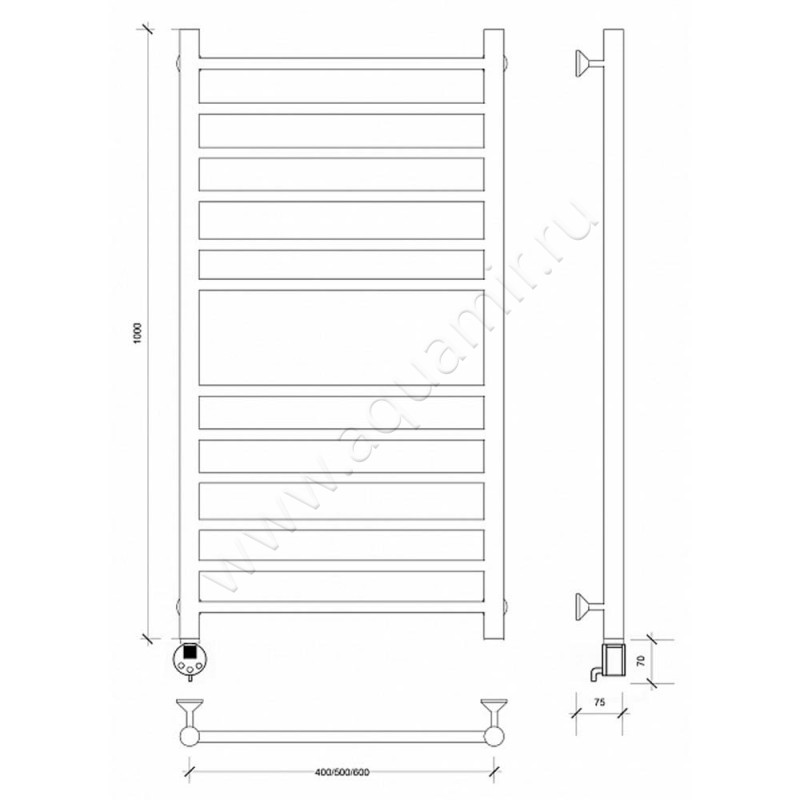 Полотенцесушитель электрический Secado Триада 4 4603777449407 размеры