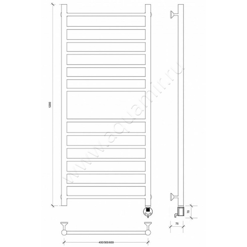 Полотенцесушитель электрический Secado Триада 4 4603759409801 размеры