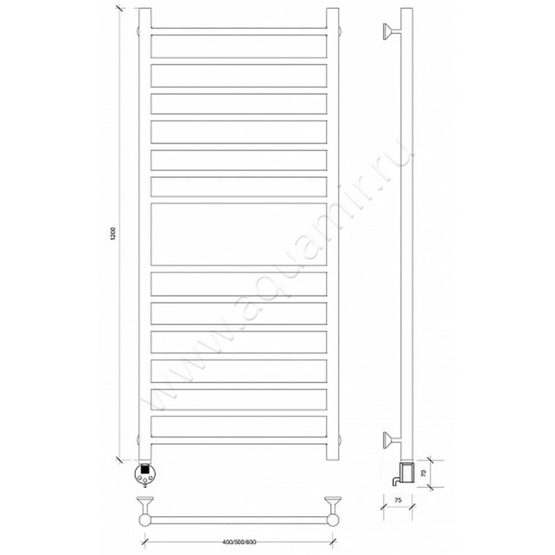 Полотенцесушитель электрический Secado Триада 4 4603759409801 размеры