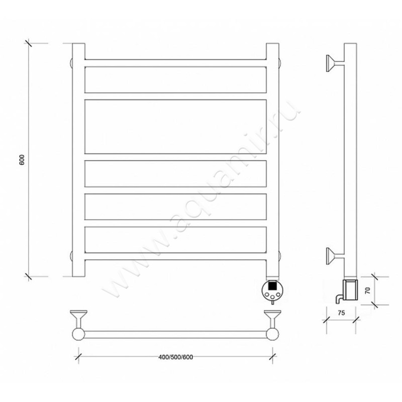 Полотенцесушитель электрический Secado Триада 5 4603759409818 размеры