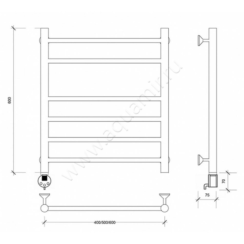 Полотенцесушитель электрический Secado Триада 5 4603759409818 размеры