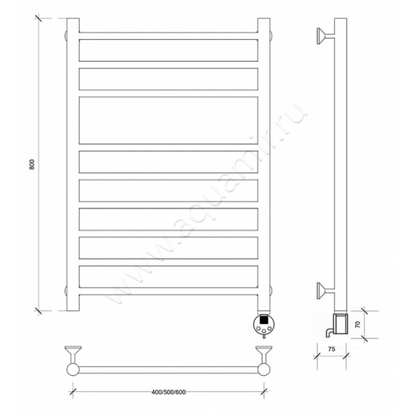 Полотенцесушитель электрический Secado Триада 5 4603759409825 размеры