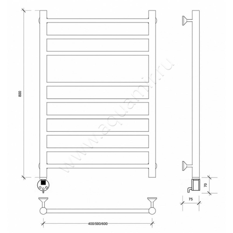 Полотенцесушитель электрический Secado Триада 5 4603759409825 размеры