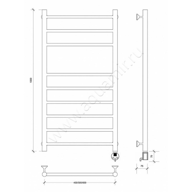 Полотенцесушитель электрический Secado Триада 5 4603777449568 размеры