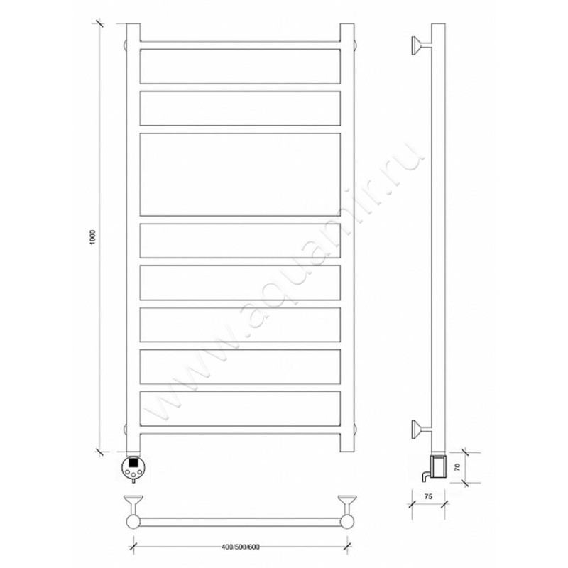 Полотенцесушитель электрический Secado Триада 5 4603777449568 размеры