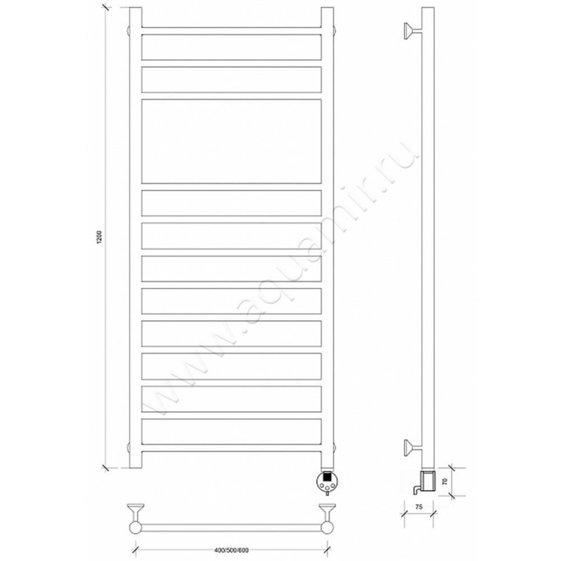 Полотенцесушитель электрический Secado Триада 5 4603777449605 размеры