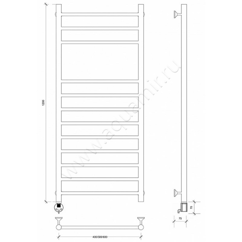 Полотенцесушитель электрический Secado Триада 5 4603777449605 размеры