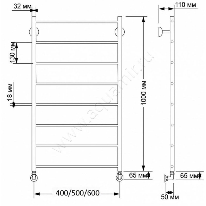 Полотенцесушитель латунный водяной Secado Триада 1 4603777458782 размеры
