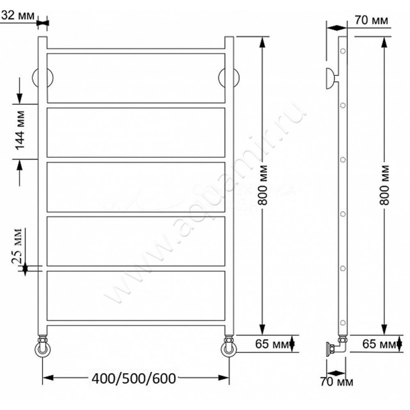 Полотенцесушитель латунный водяной Secado Триада 1 4603777477363 размеры