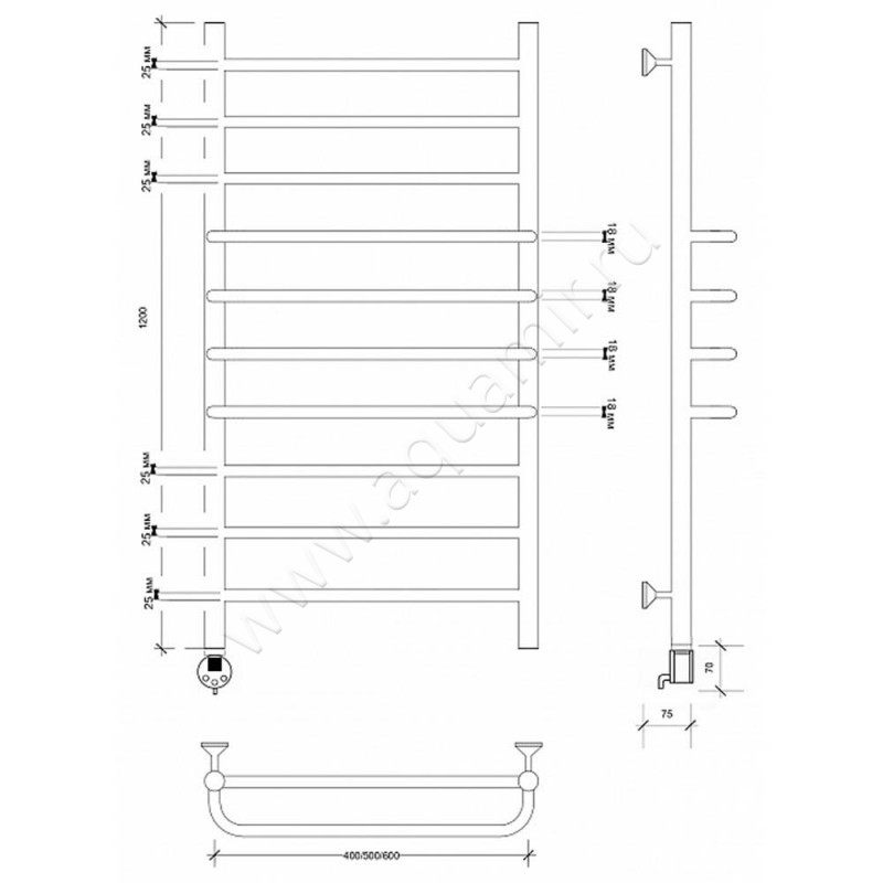 Полотенцесушитель электрический Secado Триест 4673739248102 размеры