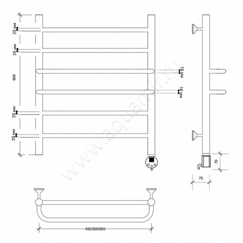 Полотенцесушитель электрический Secado Триест 4673739248119 размеры