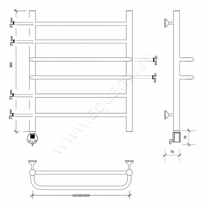 Полотенцесушитель электрический Secado Триест 4673739248119 размеры
