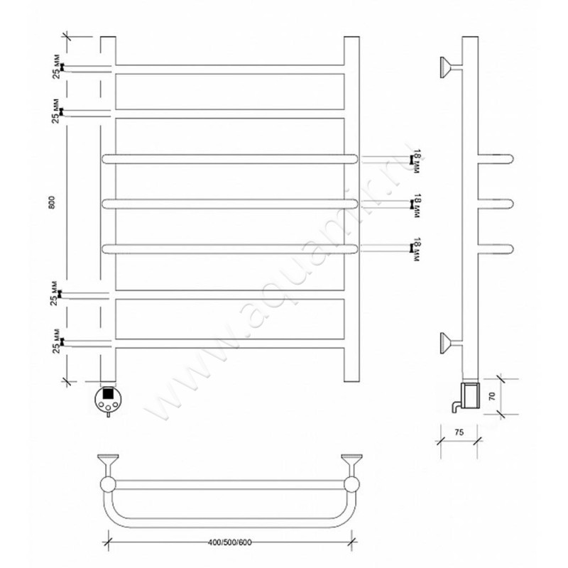 Полотенцесушитель электрический Secado Триест 4673739248164 размеры