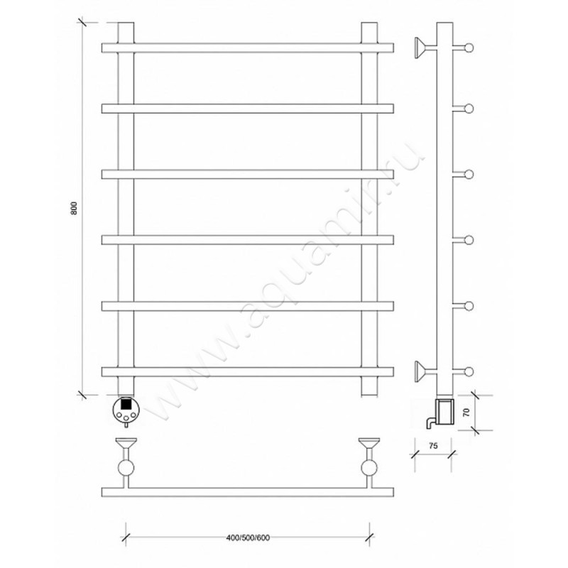 Полотенцесушитель электрический Secado Турин 1 4603777455095 размеры