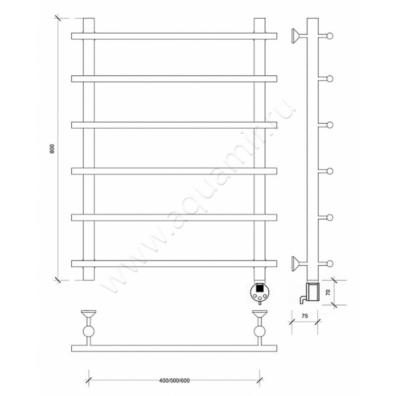 Полотенцесушитель электрический Secado Турин 1 4603777455095 размеры