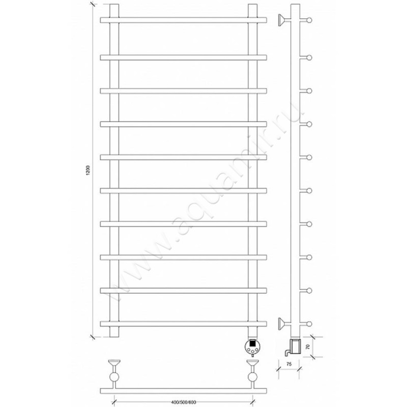 Полотенцесушитель электрический Secado Турин 1 4603759409887 размеры