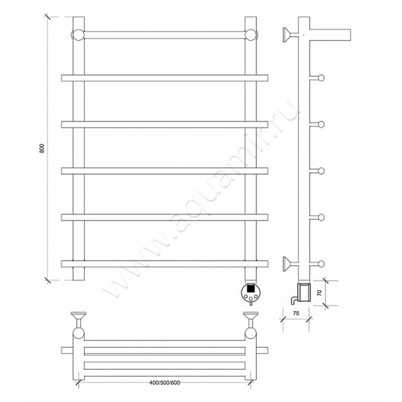 Полотенцесушитель электрический Secado Турин 1 4603759404059 размеры