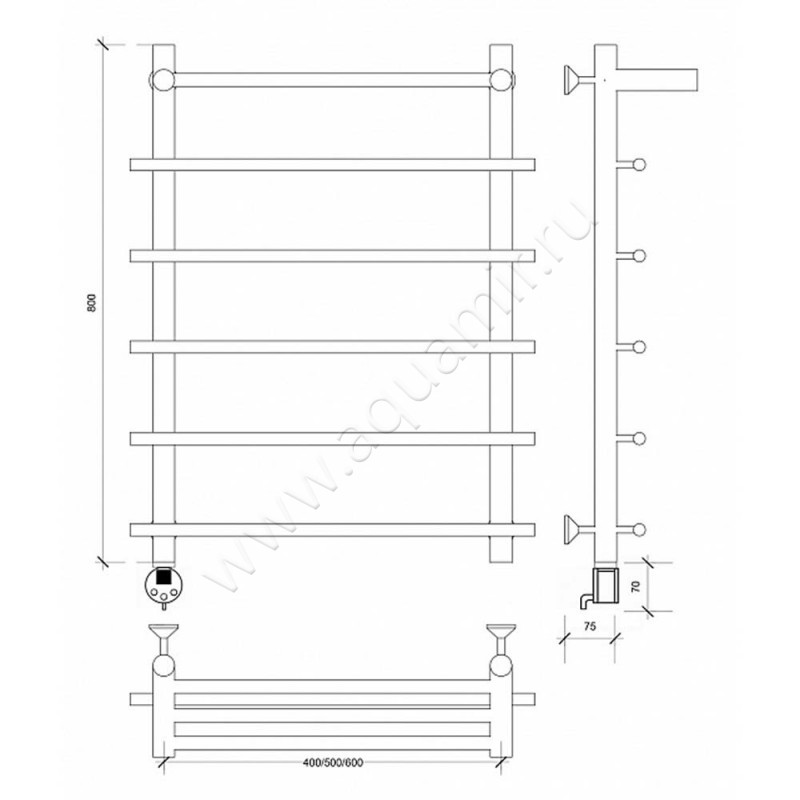 Полотенцесушитель электрический Secado Турин 1 4603777455231 размеры