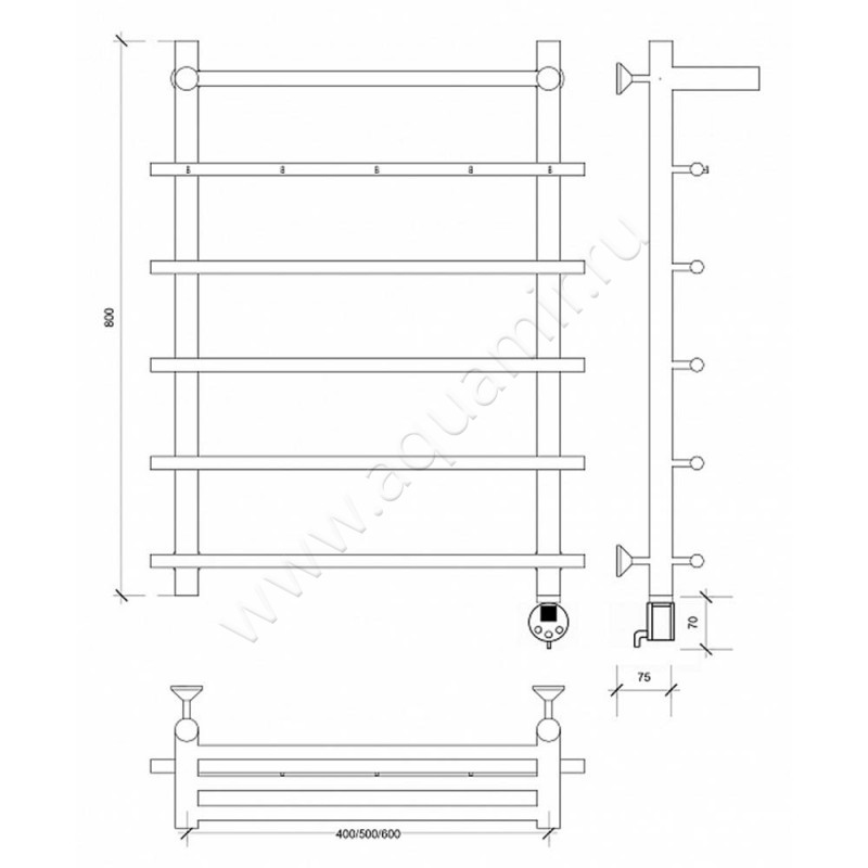 Полотенцесушитель электрический Secado Турин 1 4603777455408 размеры