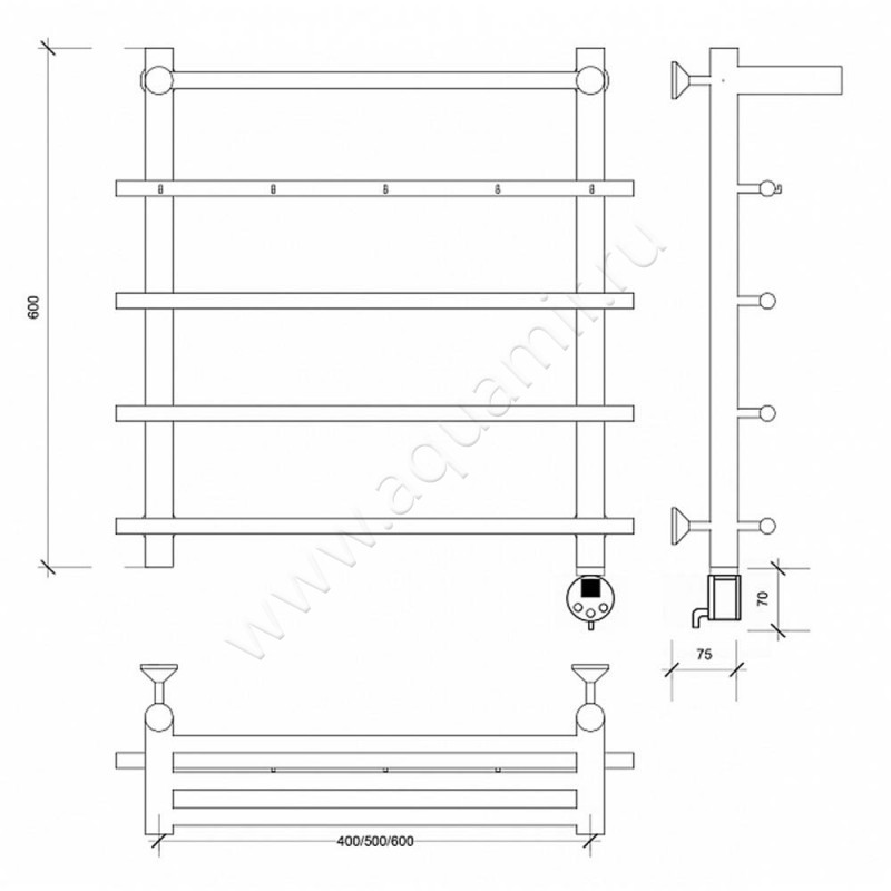 Полотенцесушитель электрический Secado Турин 1 4603759409931 размеры