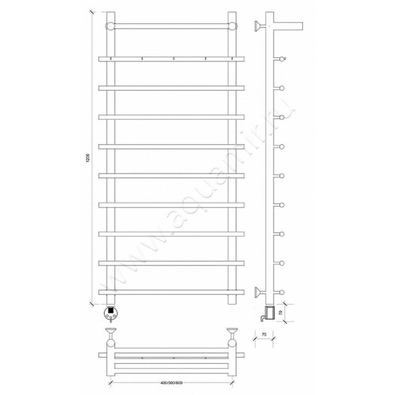 Полотенцесушитель электрический Secado Турин 1 4603759409962 размеры
