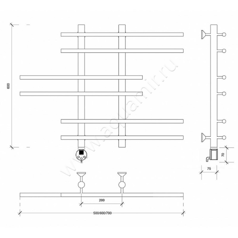 Полотенцесушитель электрический Secado Турин 5 4603777455965 размеры