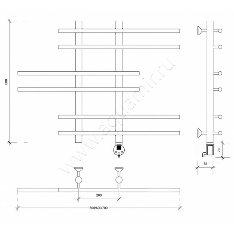 Полотенцесушитель электрический Secado Турин 5 4603777455958 размеры