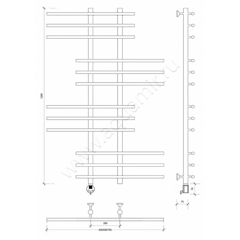 Полотенцесушитель электрический Secado Турин 5 4603777456078 размеры